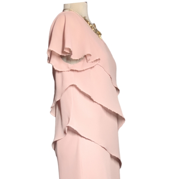 TRADITION  Pink Embellished Trimmed Ruffles  Formal Maxi Dress Size 12 - Picture 8 of 15